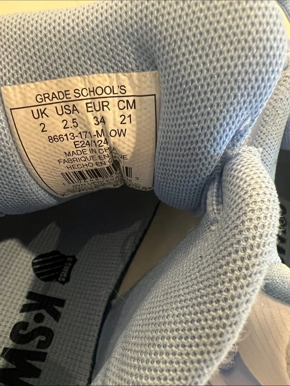 K-Swiss Kids Light Blue and White Hypercourt Tennis Shoes